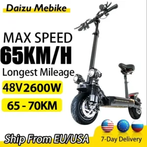 2400W Powerful Electric Scooter 65km/h 48V 20AH Strong Battery with Seat Electric Skate Electric Scooters for Adults Long Range